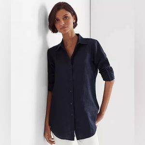 Ralph Lauren Navy Linen blouse - size L